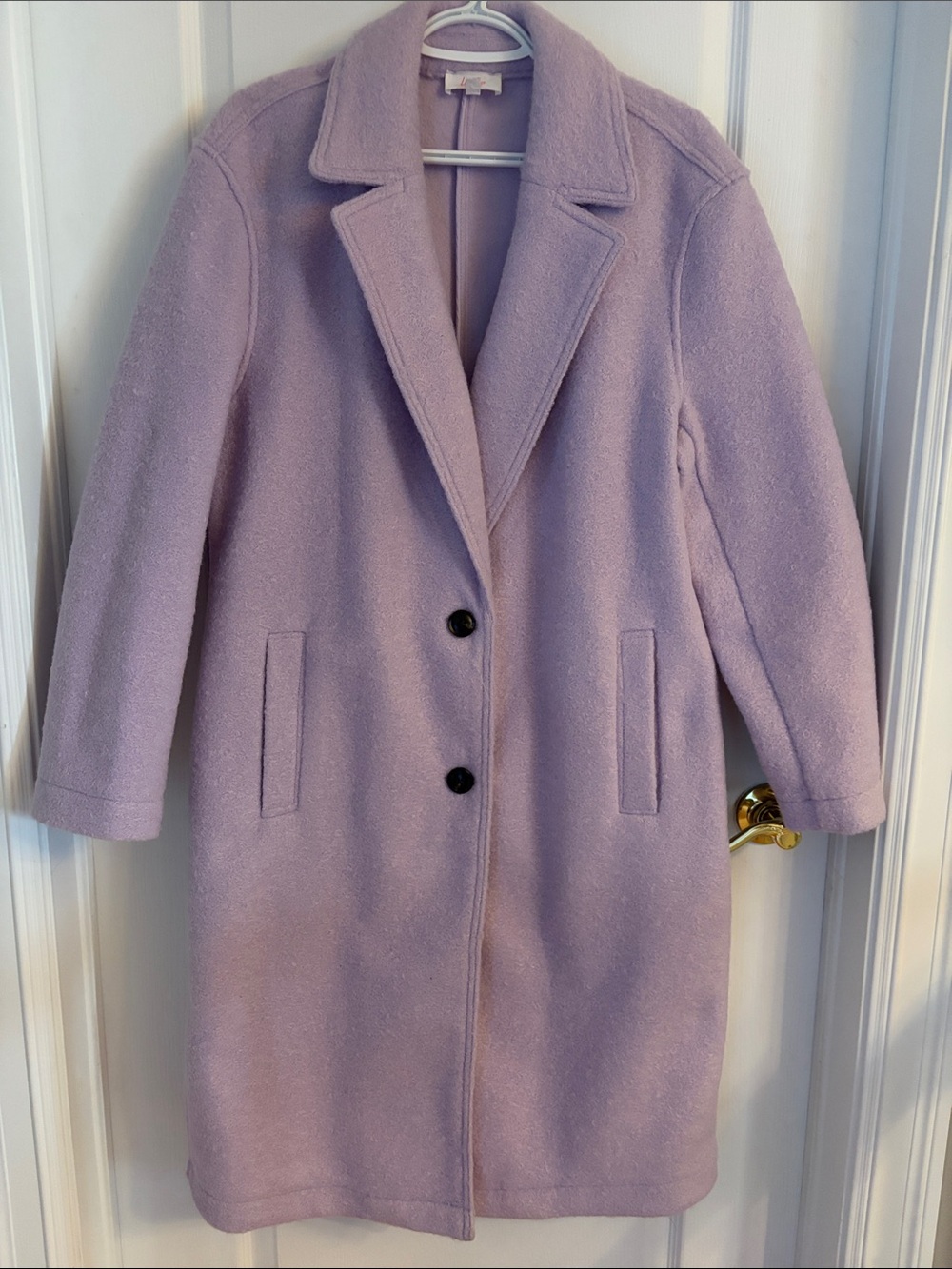 Lily Loves AUS Women’s Lavender Long Pea Coat - Classic Single-Breasted Style